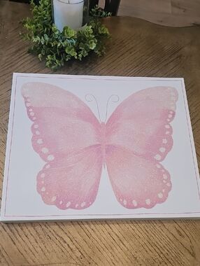 Pink Glitter Butterfly Wall Art